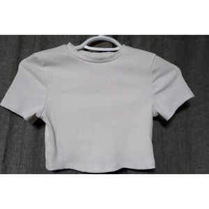 White fitted crop top